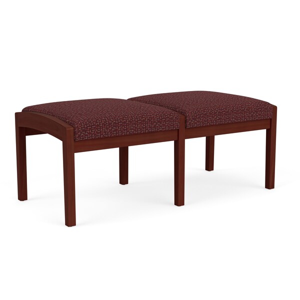 Lenox Wood 2 Seat Bench Wood Frame, Mahogany, RF Nebbiolo Upholstery